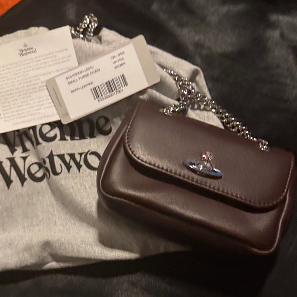 Vivienne Westwood Emma Small Brown Leather Crossbody Bag